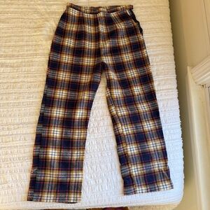 Women’s Vintage 70s Plaid High-Waist  Capris in Navy and Cream